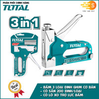 Kềm bấm ghim đa năng 3in1 có kèm đinh TOTAL THT31143 - kìm bấm đinh, ghim chữ u, ghim thẳng, có kèm sẵn 3 loại đinh