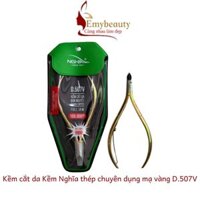 Kềm cắt da D.507V Kềm Nghĩa thép chuyên dụng mạ vàng 9999 thiết kế mang bán nguyệt độc đáo đầu kềm thon lưỡi sắc- EM281