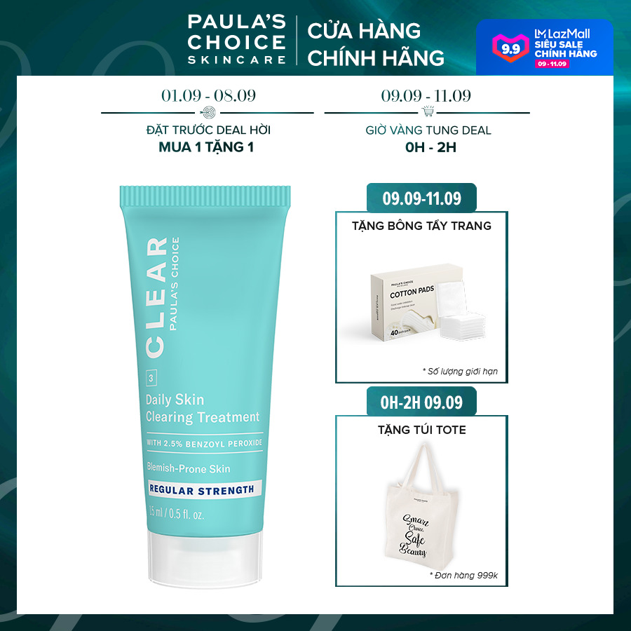 Kem chấm mụn giảm sưng đỏ Paula’s Choice Clear Regurlar Strength Daily Skin 15ml