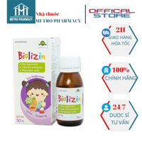Kẽm cho bé, Kẽm hữu cơ Biolizin 50ml dạng siro vị đào, bổ sung Lysine B6 Giúp Bé Ăn Ngon Tăng Đề Kháng, bổ sung kẽm