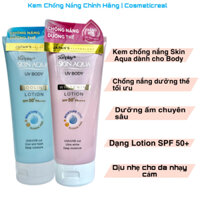 Kem chống nắng Body Skin Aqua, kem chống nắng Sunplay Skin Aqua UV Body Lotion dưỡng da trắng mịn 150g