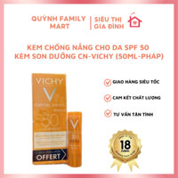 Kem chống nắng cho da hỗn hợp đến da dầu, nhạy cảm SPF 50 kèm son dưỡng CN-VICHY (50ml-Pháp)