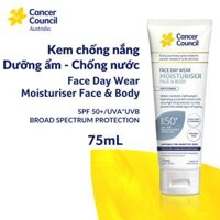 Kem chống nắng cho da mặt & body chống nước Cancer Council Face Day Wear SPF50PA 75ml