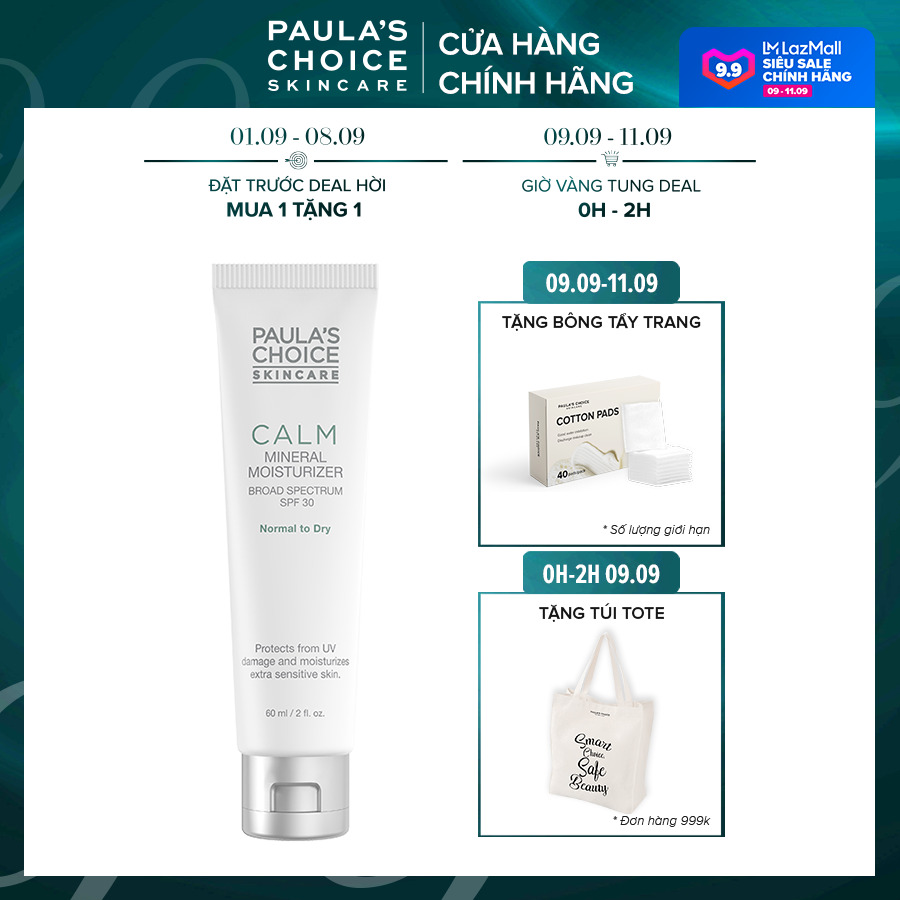 Kem chống nắng cho da nhạy cảm Paula’s Choice Calm Mineral Moisturizer SPF 30 - 60ml