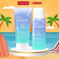 Kem Chống Nắng Cho Da Vàng, Khuyết Điểm Đỏ Sunplay Skin Aqua Tone Up UV Essence/Milk BLUE 50g