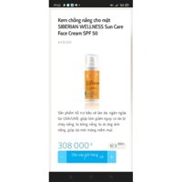 Kem chống nắng cho mặt SIBERIAN WELLNESS Sun Care Face Cream SPF 50