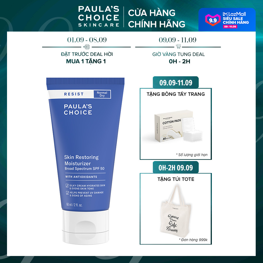 Kem chống nắng chống lão hóa Paula’s Choice Resist Skin Restoring Moisturizer with SPF50 60ml