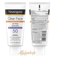 Kem chống nắng dành cho da nhờn mụn Neutrogena clear face broad Spectrum spf50