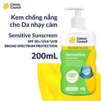 Kem chống nắng dành cho da nhạy cảm Cancer Council Sensitive SPF50PA 200ml