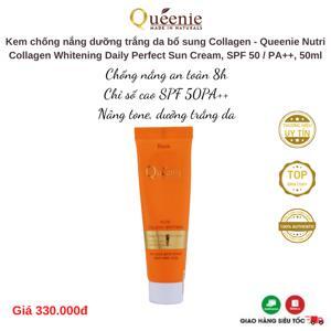 Kem chống nắng dưỡng trắng da, bổ sung Collagen SPF 50 PA++ Queenie 50g