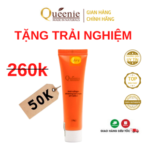 Kem chống nắng dưỡng trắng da, bổ sung Collagen SPF 50 PA++ Queenie 50g