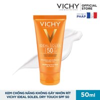 Kem chống nắng không gây nhờn rít Vichy Ideal Soleil Dry Touch SPF 50 Chống Tia UVA + UVB 50ml [bonus]