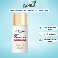 Kem Chống Nắng LOreal Paris Thoáng Da Mỏng Nhẹ UV Defender Serum Invisible Fluid SPF50+ 50ml