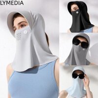 Kem chống nắng LYMEDIA, Khăn che mặt bằng lụa băng có mũ trùm đầu, Khăn che đầu chống nắng chống tia cực tím thoáng khí dành cho nữ đi xe đạp