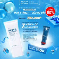 Kem Chống Nắng Mocha Derma Block Suncream Mocha 50g tặng Sữa rửa mặt dịu nhẹ B5 25ml