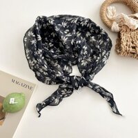 Kem Chống Nắng Mùa Hè Mỏng Phong Cách Thoáng Khí Ren Khăn Trùm Đầu Pháp Ngọt Ngào Thanh Lịch Nhỏ In Hoa Tam Giác Khăn Cho Nữ Lụa Scar