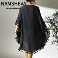 Kem chống nắng mùa hè NAMSHEVA Smock, Đồ bơi thường ngày rỗng, Váy che kín cổ vuông thời trang cho nữ