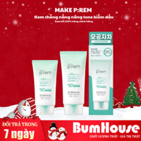 Kem Chống Nắng Nâng Tone, Kiềm Dầu Make p:rem Uv Defense Me. No Sebum Sun Cream 40ml/50ml (xanh lá)