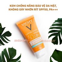Kem Chống Nắng Nâng Tone Vichy Emusion Ideal Soleil SPF50, Kem chống nắng Cho Da Hỗn Hợp Và Da Dầu 50ml, khosi8889
