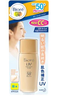 Kem chống nắng nền trang điểm Biore UV CC Milk SPF 50+/PA++++ (30ml)