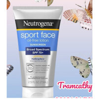 Kem chống nắng Neutrogena Sport Face Oil-Free Lotion SPF 70+ - Bảo vệ da khi vận động, không gây bít tắc lỗ chân lông