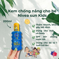 Kem chống nắng Nivea sun Kids protect & hydrate Spf 50, chai 200ml giúp da bé không bị cháy nắng_MiMi HG