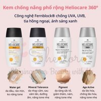 Kem chống nắng phổ rộng Heliocare 360º Age Active, Pigment Solution, Mineral Tolerance, Water Gel SPF 50+, 50ml fullbox