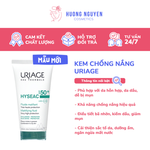Kem chống nắng Uriage cho da dầu mụn Hyseac Fluide SPF 50+ - 50ml