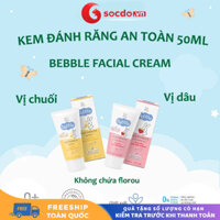 Kem đánh răng cho bé TOOHPASTE Bebble 50ml, Vị dâu & Vị chuối an toàn khi nuốt