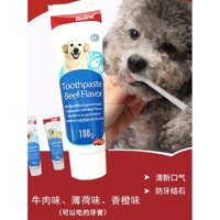 Kem đánh răng cho chó ba hương vị, thịt bò ăn được, bạc hà, loại bỏ mùi hôi miệng, kem đánh răng cho thú cưng Golden Retriever Teddy với ngón tay