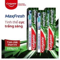 kem đánh răng Colgate maxfresh than tre (3cây x225g kèm bàn chải)
