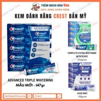 Kem đánh răng Crest 3D White ADVANCED TRIPLE WHITENING 158G - Tiệm bách hóa Ú na