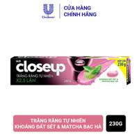 Kem Đánh Răng Dạng Gel Closeup Trắng Răng Tự Nhiên Khoáng Đất Sét & Matcha Bạc Hà (230g)