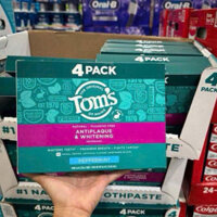 KEM ĐÁNH RĂNG HỮU CƠ HƯƠNG BẠC HÀ ÂU CỦA MỸ TOM’S ANTIPLAQUE & WHITENING FLUORIDE FREE PEPPERMINT HỘP 4 TUÝP x 161.5G
