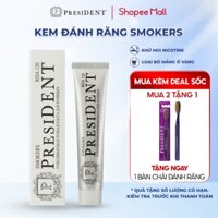 Kem đánh răng President Smokers - làm trắng răng, loại bỏ vết ố. Trung hòa mùi thuốc lá. Hơi thở thơm mát. RDA 120