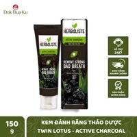 Kem đánh răng thảo dược Twin Lotus Herbaliste Active Charcoal Đánh Bay Vấn Đề Răng Miệng - 150g/Tuýp