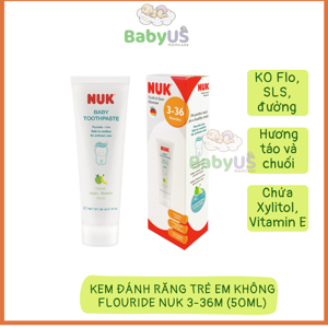 Kem đánh răng trẻ em không flouride NUK 3-36 tháng (50ml)