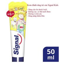 Kem đánh răng trẻ em Signal Kids 50ml cho bé từ 0 - 6 tuổi có thể nuốt được và không cay. Hàng Đức