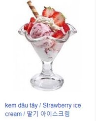 Kem dâu tây/Strawberry ice cream/딸기 아이스크림 + tặng bánh