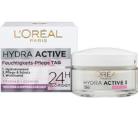 Kem Dưỡng Ẩm Da Loreal Hydra Active 3 24h Ngày đêm, 50 ml (Cho Da Khô và Nhạy Cảm) - Nhật Bản