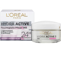 Kem Dưỡng Ẩm Da Loreal Hydra Active 3 24h Ngày đêm, 50 ml (Cho Da Khô và Nhạy Cảm) - Nhật Bản