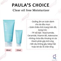 Kem dưỡng ẩm đêm dành cho da dầu mụn Paula's Choice Clear Oil-Free Moisturizer