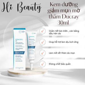 Kem dưỡng cân bằng dầu giảm viêm mụn Ducray Keracnyl PP Anti-Blemish Soothing Cream 30ml