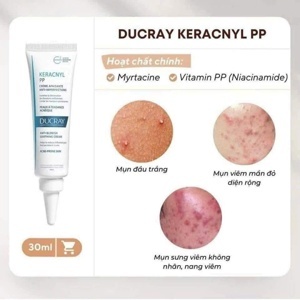 Kem dưỡng cân bằng dầu giảm viêm mụn Ducray Keracnyl PP Anti-Blemish Soothing Cream 30ml