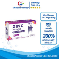 Kẽm Gluconat Zin C Mega 80mg - Hộp 30 v.iê.n (dùng 1 tháng)