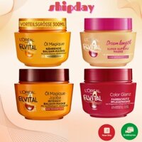 Kem hấp ủ tóc Loreal Elvital Đức siêu mượt, siêu phục hồi tóc nhuộm, tóc rối - Hàng Nội địa Đức