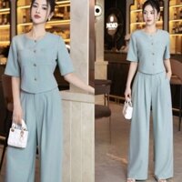 [kèm hình thật] Set quần ống rộng và áo 2 túi (công sở, congso, trung niên, trungnien, u30, u40, trẻ trung)