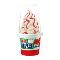 Kem Hồng Tuyết Vị Dâu Táo, Double Bianco, Apple Ice Cream with Strawberry Syrup (210ml) - LOTTE