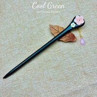 [Kèm Hộp Đựng] Trâm Cài Tóc Bằng Gỗ Đàn Hương Đen Tự Nhiên Đính Charm Tinh Xảo Cao Cấp Tặng Kèm Hộp Đựng Trang Nhã Vip22