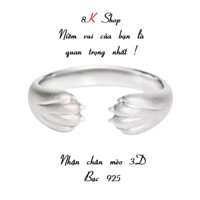 (Kèm hộp) Nhẫn chân mèo 3D và nhẫn đuôi cá đính đá , sang trọng cá tính, bền đẹp, chất liệu bạc 925